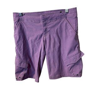 Athleta Womens Purple Cargo Shorts Size 4 With Pockets & Button Details